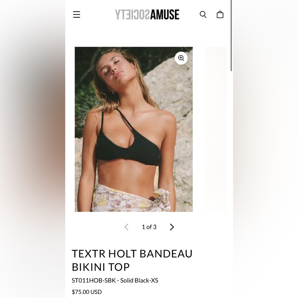 Amuse Society Textur Holt Bandeau Bikini Top.